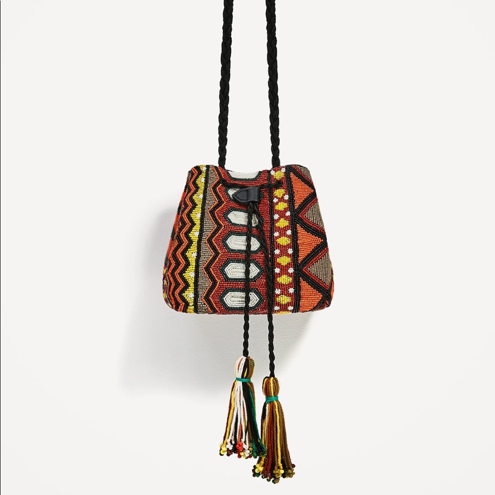 ZARA BEADED BUCKET BAG